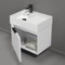 White Floating Small Bathroom Vanity, Modern, 24